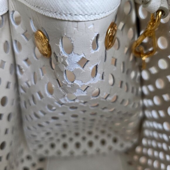 Prada  Perforated White Tote Top Handle Handbag - Picture 8 of 12